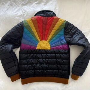 Aviator Nation Black Sunburst Puffy Jacket,  size Small Shearling lined